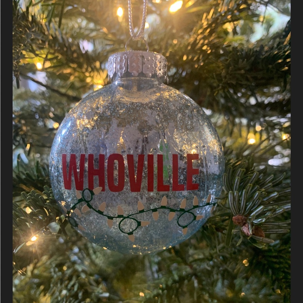 Grinch/Whoville Christmas ornament. Light color Customizable.